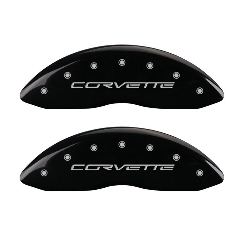 MGP 13008SCV6BK - MGP13008SCV6BK - MGP 4 Caliper Covers Engraved Front & Rear C6/Corvette Black finish silver ch - Shipped in Europe - Tuningsupply.com