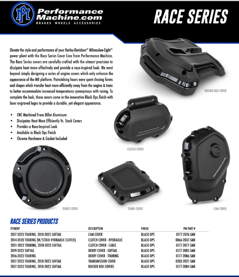 Performance Machine 0177-2084-SMB - PFM0177-2084-SMB - Performance Machine Race Series Rocker Box Covers - Black Ops - Shipped in Europe - Tuningsupply.com