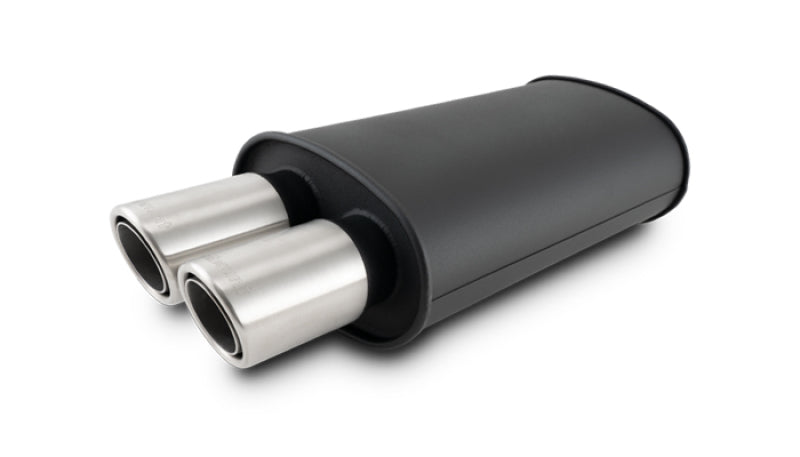 Vibrant 12311 - VIB12311 - Vibrant STREETPOWER Blk Oval Muffler w/Dual Center Tip 3in Inlet ID 3in Tip OD 9in x 5in x 15in - Shipped in Europe - Tuningsupply.com