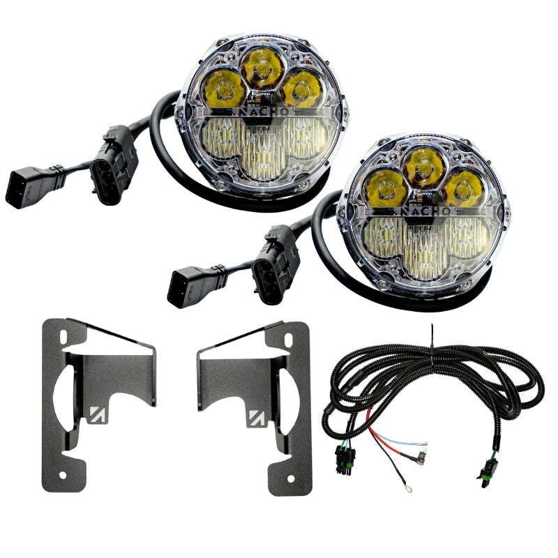 Nacho Offroad Technology - NACV3JW2KWSM - Nacho Lighting Jeep JL/JT SAE Combo White Plug N Play Fog Light Kit (3pc Bumper Kit) - Shipped in Europe - Tuningsupply.com