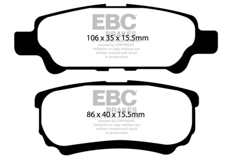 EBC DP41563R - EBCDP41563R - EBC 11-14 Chrysler 200 2.4 Yellowstuff Rear Brake Pads - Shipped in Europe - Tuningsupply.com