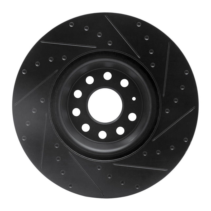 R1 Concepts 633-74034L - RNC633-74034L - R1 2022+ Volkswagen GTI Mk 8 Front Left Drilled & Slotted Black Brake Rotor - Shipped in Europe - Tuningsupply.com