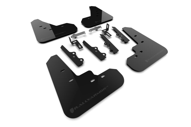 Rally Armor MF111-UR-BLK-DGRY - RALMF111-UR-BLK-DGRY - Rally Armor 2025+ Kia K4 Black Mud Flap Dark Grey Logo - Shipped in Europe - Tuningsupply.com