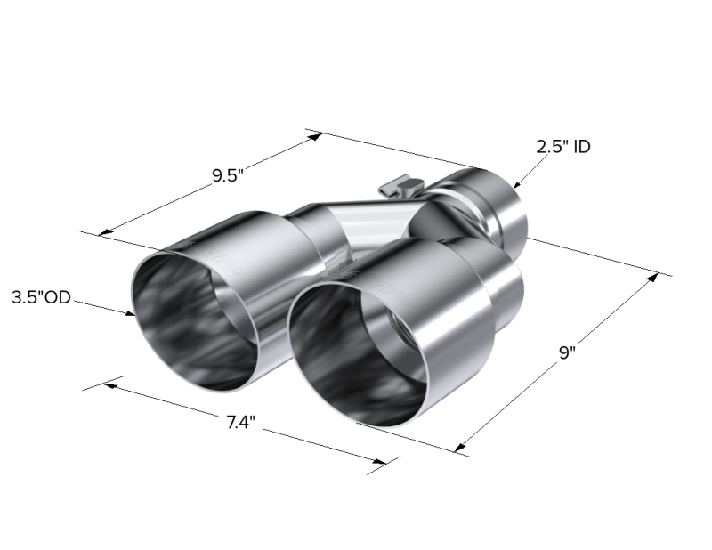 MBRP PT5170 - MBRPT5170 - MBRP Universal T304 SS Dual Tip 3.5in OD/2.5in Inlet - Shipped in Europe - Tuningsupply.com