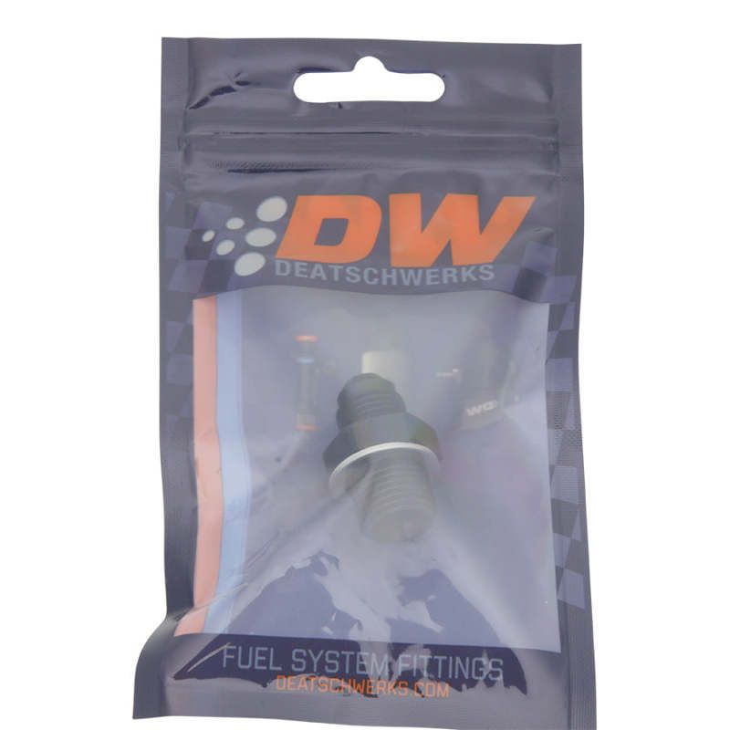 DeatschWerks 6-02-0615-B - DWK6-02-0615-B - DeatschWerks 6AN Male Flare to M16 X 1.5 Male Metric Adapter (Incl Washer) - Anodized Matte Black - Shipped in Europe - Tuningsupply.com