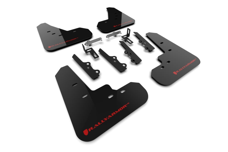 Rally Armor MF111-UR-BLK-RD - RALMF111-UR-BLK-RD - Rally Armor 2025+ Kia K4 Black Mud Flap Red Logo - Shipped in Europe - Tuningsupply.com