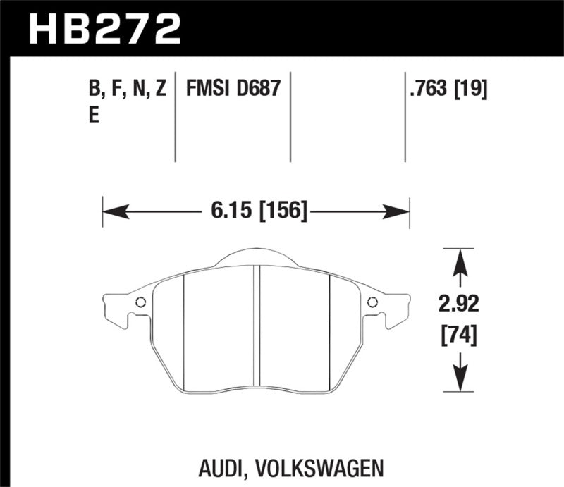 Hawk Performance HB272F.763A - HAWKHB272F.763A - Hawk 00-06 Audi TT/TT Quattro / 96-06 VW (Various) HPS Street Front Brake Pads - Shipped in Europe - Tuningsupply.com