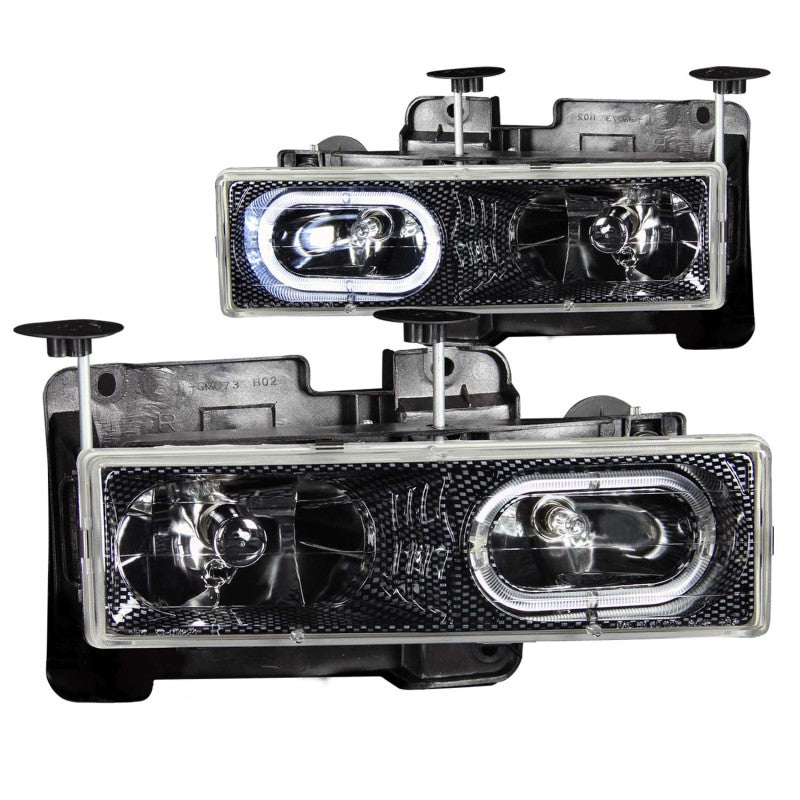 ANZO 111005 - ANZ111005 - ANZO 1988-1998 Chevrolet C1500 Crystal Headlights Carbon w/ Halo - Shipped in Europe - Tuningsupply.com