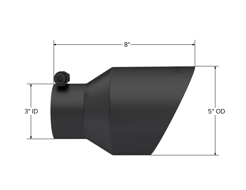 MBRP PT5187BLK - MBRPT5187BLK - MBRP Universal 3in Hex Tip 5in Inlet 8in Length Dual Wall Exhaust Tip - Black Coated - Shipped in Europe - Tuningsupply.com