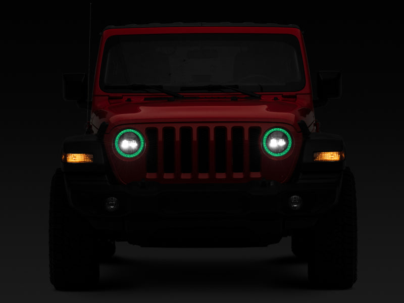 Raxiom J142668 - RAXJ142668 - Raxiom 18-22 Jeep Wrangler JL/JT Axial 9-Inch LED Headlights w/RGB Halo- Black Housing (Clear Lens) - Shipped in Europe - Tuningsupply.com