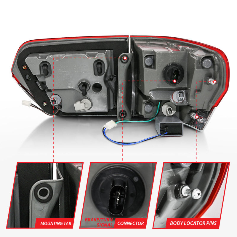 ANZO 311268 - ANZ311268 - ANZO 2014-2016 Jeep Grand Cherokee LED Taillights Red/Clear - Shipped in Europe - Tuningsupply.com