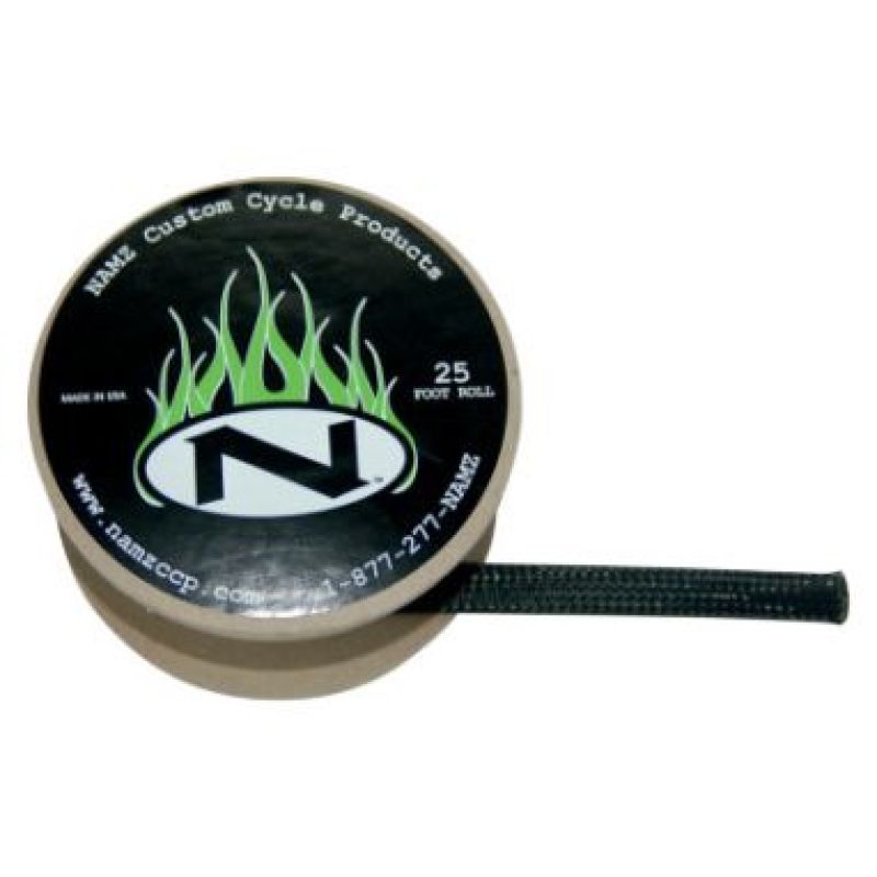 NAMZ NBFS-2502 - NAMNBFS-2502 - NAMZ Braided Flex Sleeving 25ft. Spool (1/4in. ID) - Black - Shipped in Europe - Tuningsupply.com