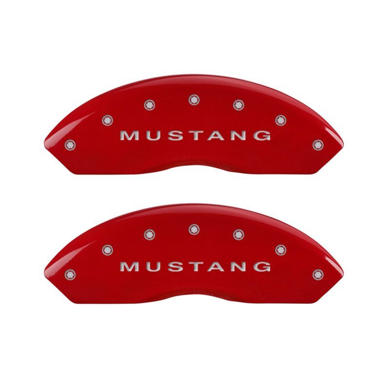 MGP 10197SMG2RD - MGP10197SMG2RD - MGP 4 Caliper Covers Engraved Front Mustang Engraved Rear S197/GT Red finish silver ch - Shipped in Europe - Tuningsupply.com