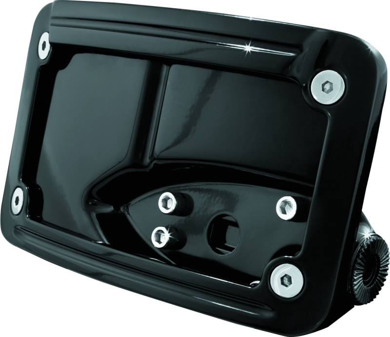 Kuryakyn 3125 - KUR3125 - Kuryakyn Curved Horizontal Mount Side License Plate Holder Gloss Black - Shipped in Europe - Tuningsupply.com