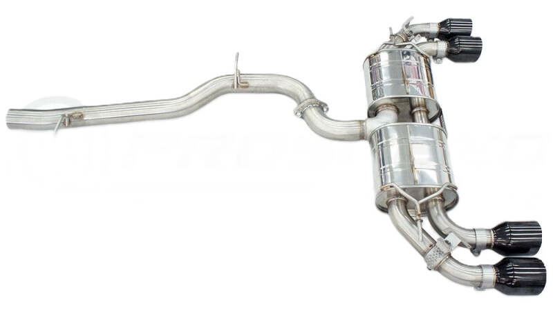 Invidia HS22GFR8GV4SB - INVHS22GFR8GV4SB - Invidia 2022+ Volkswagen Golf R MK8 76mm R400 Valved Cat Back Exhaust Straight Cut Black Tips - Shipped in Europe - Tuningsupply.com