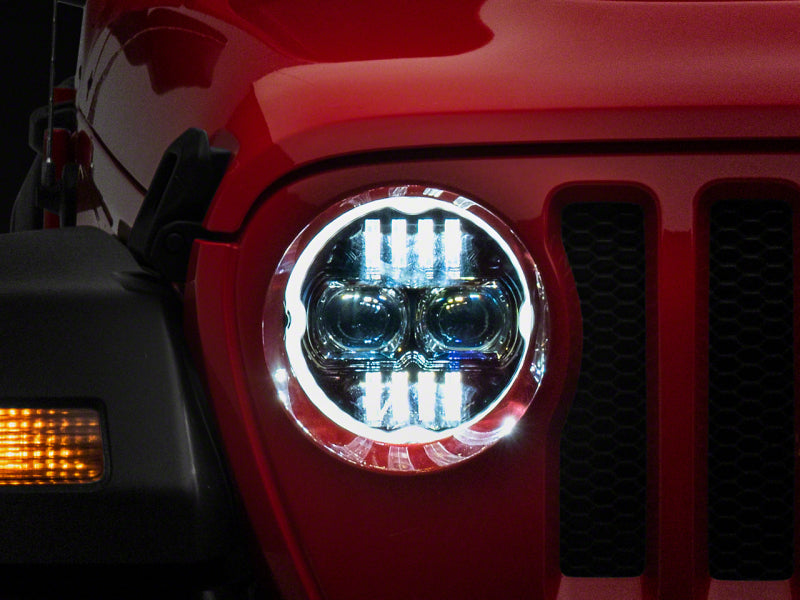 Raxiom J171705 - RAXJ171705 - Raxiom 18-23 Jeep Wrangler JL Axial Series 9-In Angel Eye LED Headlights- Black Housing (Clear Lens) - Shipped in Europe - Tuningsupply.com