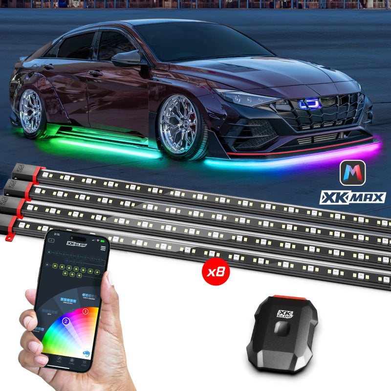 XKGLOW MX-CAR-STA - XKGMX-CAR-STA - XK Glow XKmax RGBW 8pc Addressable Car Underglow Kit Universal Fitment for 12v - Shipped in Europe - Tuningsupply.com