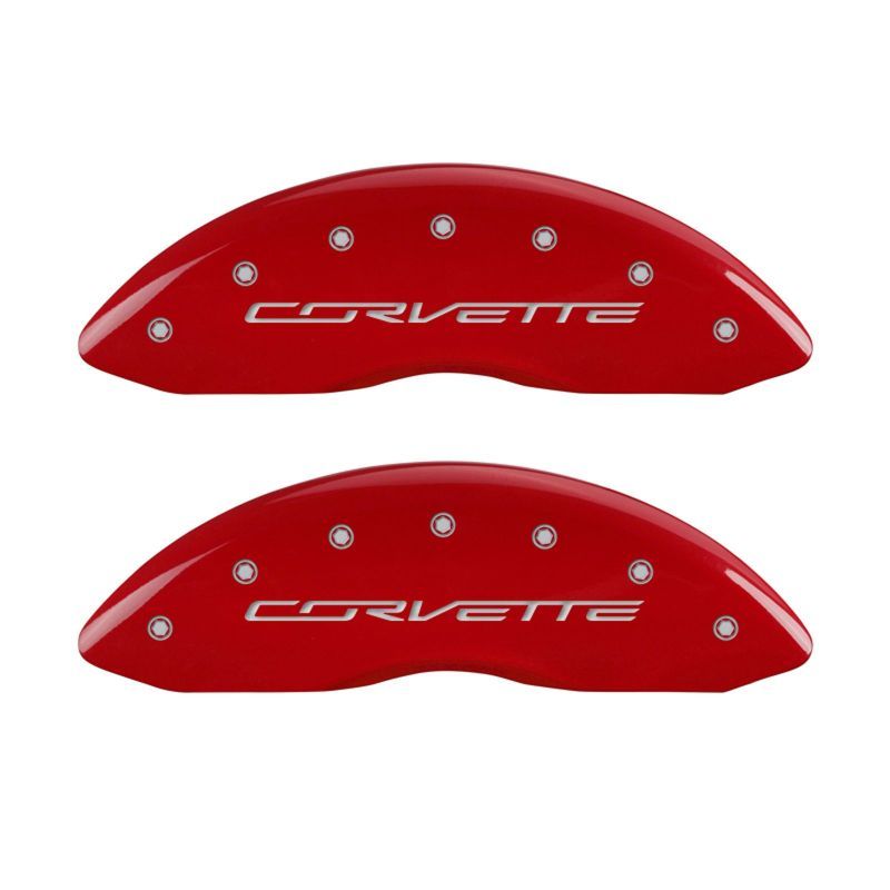 MGP 13009SCV7RD - MGP13009SCV7RD - MGP 4 Caliper Covers Engraved Front & Rear C7/Corvette Red finish silver ch - Shipped in Europe - Tuningsupply.com