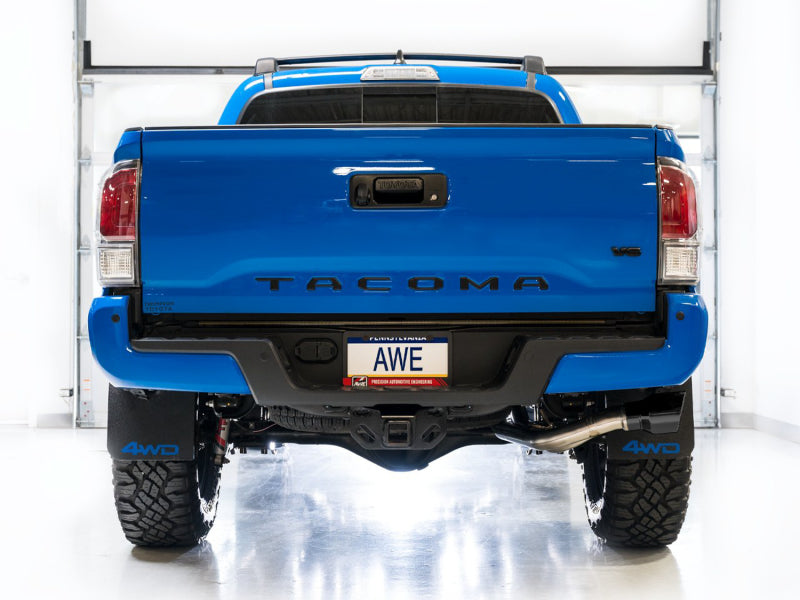 AWE Tuning 3015-33826 - AWE3015-33826 - AWE 16-22 Toyota Tacoma 0FG Catback Exhaust w/ BashGuard - Dual Diamond Black Tips - Shipped in Europe - Tuningsupply.com