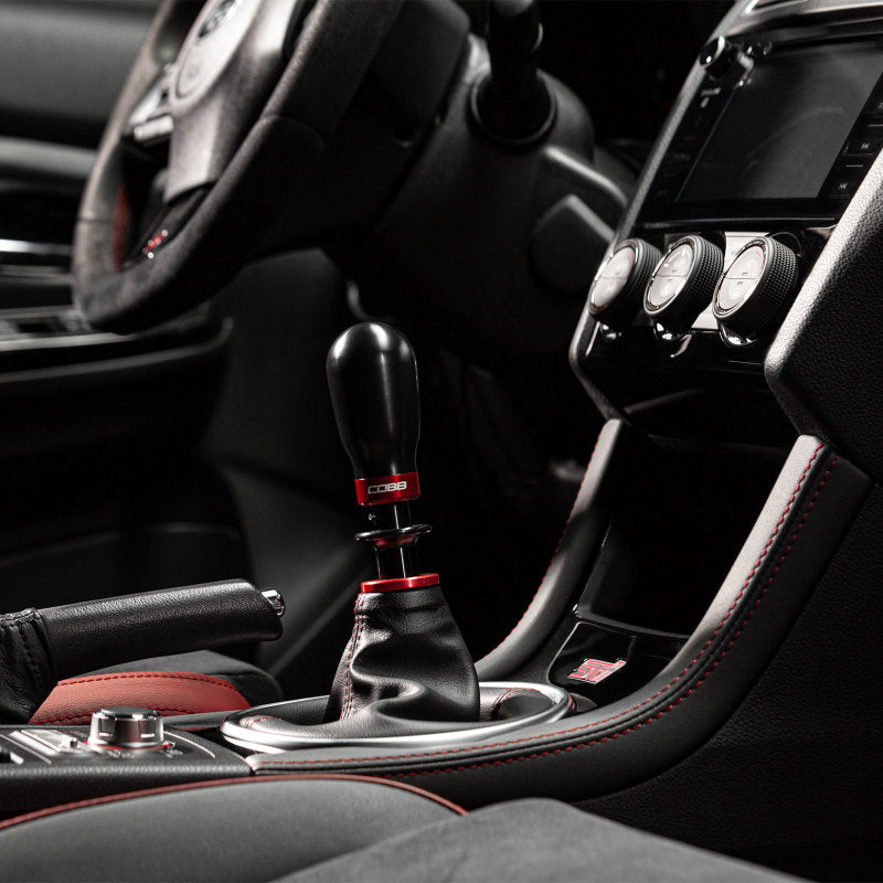 COBB 213370-BK - COBB213370-BK - Cobb Subaru 6-Speed Tall Weighted COBB Shift Knob - Black (Incl. Both Red + Blk Collars) - Shipped in Europe - Tuningsupply.com