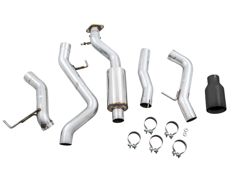 AWE Tuning 3015-23789 - AWE3015-23789 - AWE Tuning 2021+ Ford Bronco 0FG Single Rear Exit Exhaust w/Diamond Black Tip & Bash Guard - Shipped in Europe - Tuningsupply.com