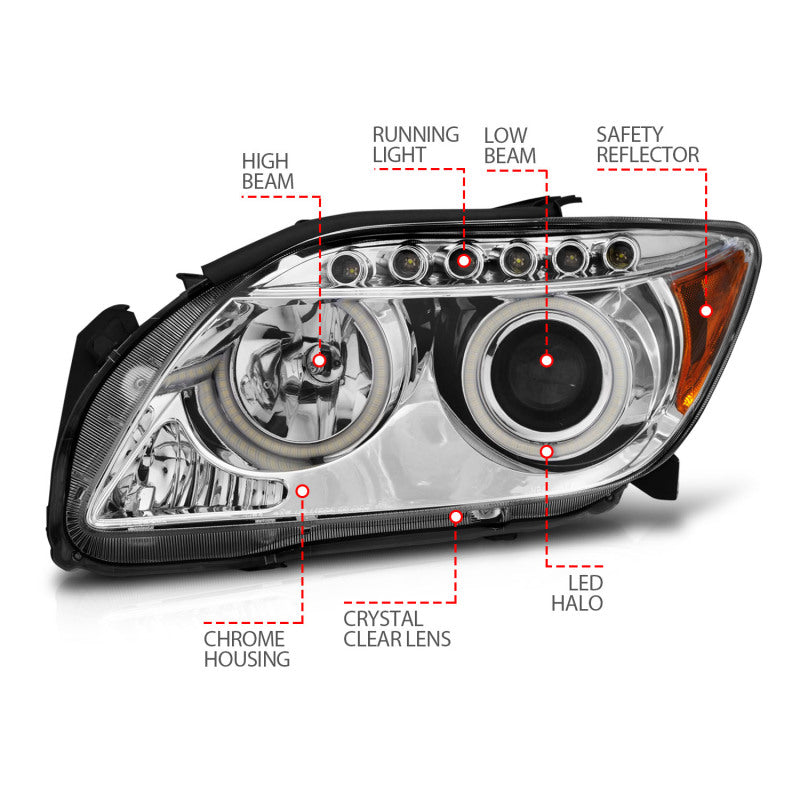ANZO 121120 - ANZ121120 - ANZO 2005-2010 Scion Tc Projector Headlights w/ Halo Chrome (CCFL) - Shipped in Europe - Tuningsupply.com
