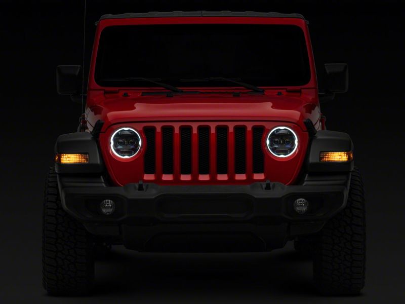 Raxiom J171705 - RAXJ171705 - Raxiom 18-23 Jeep Wrangler JL Axial Series 9-In Angel Eye LED Headlights- Black Housing (Clear Lens) - Shipped in Europe - Tuningsupply.com