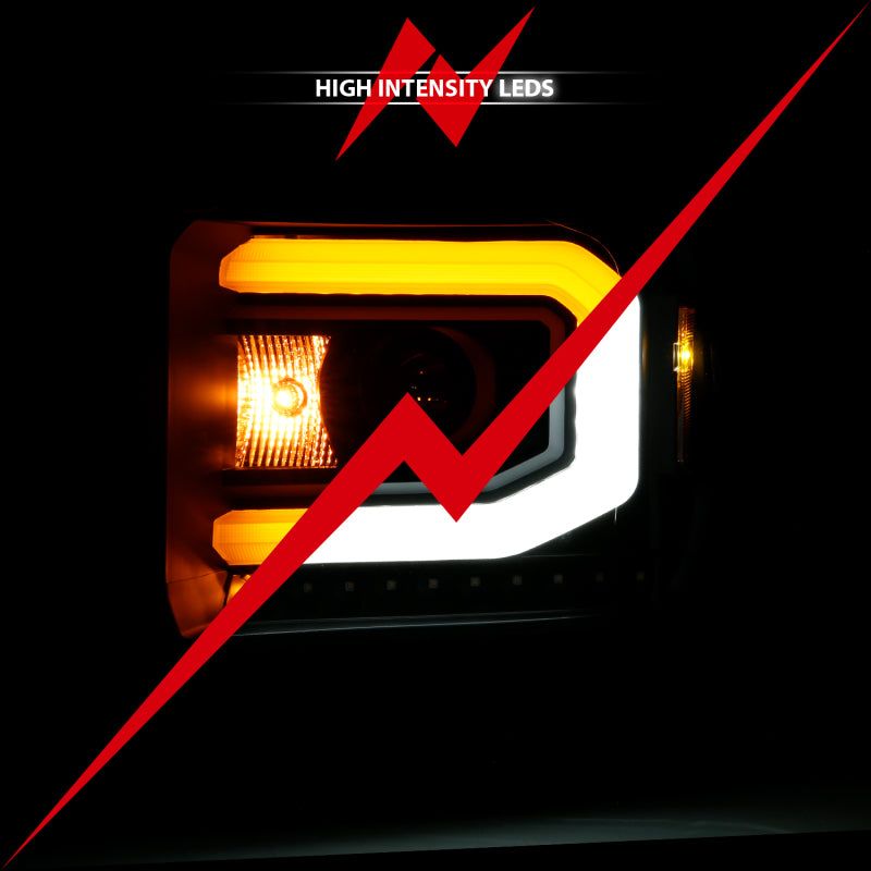 ANZO 111487 - ANZ111487 - ANZO GMC SIERRA 1500 14-15 2500H/15-19 Projector Headlight Plank Style Black w/ Switchback (Halogen) - Shipped in Europe - Tuningsupply.com