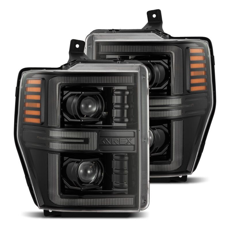 AlphaRex 880313 - ARX880313 - AlphaRex 08-10 Ford F250-550 LUXX-Series LED Projector Headlights Alpha-Blk w/Activ Light/Seq Signal - Shipped in Europe - Tuningsupply.com