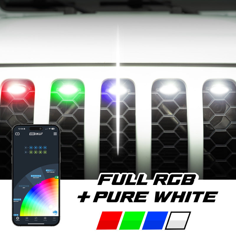XKGLOW MX-GPOD-7 - XKGMX-GPOD-7 - XK Glow XKmax Pre-Runner Style RGBW LED Grill Pods - 7pc - Shipped in Europe - Tuningsupply.com