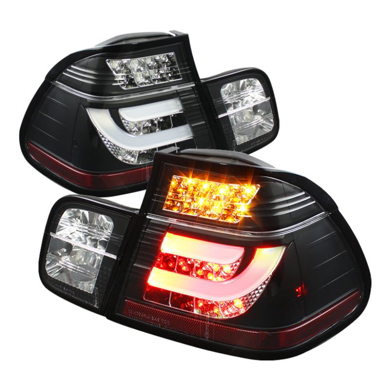 SPYDER 5037695 - SPY5037695 - Spyder BMW E46 3-Series 99-01 4Dr Light Bar Style LED Tail Lights Black ALT-YD-BE4699-4D-LBLED-BK - Shipped in Europe - Tuningsupply.com