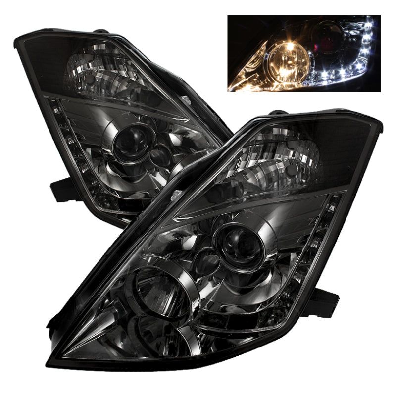 SPYDER 5064752 - SPY5064752 - Spyder Nissan 350Z 03-05 Projector Headlights Halogen Model Only - DRL Smoke PRO-YD-N350Z02-DRL-SM - Shipped in Europe - Tuningsupply.com