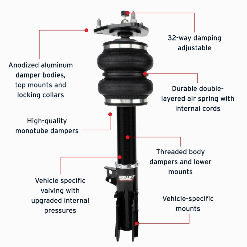 Air Lift 76007 - ALF76007 - Air Lift Performance 15-23 Ford Mustang S550/24-25 S650 Air Suspension Front Kit - Shipped in Europe - Tuningsupply.com