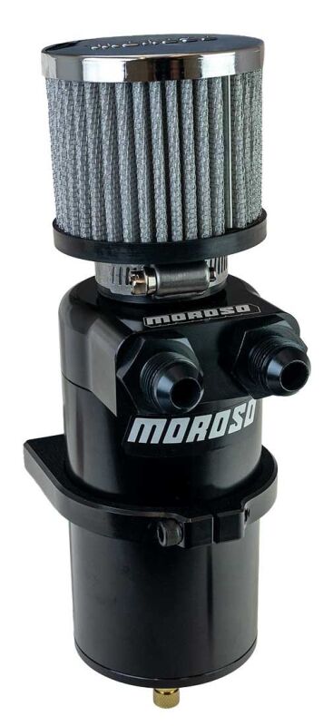 Moroso 85414 - MOR85414 - Moroso Dual Inlet -8AN Billet Breather Tank Catch Can - Black - Shipped in Europe - Tuningsupply.com