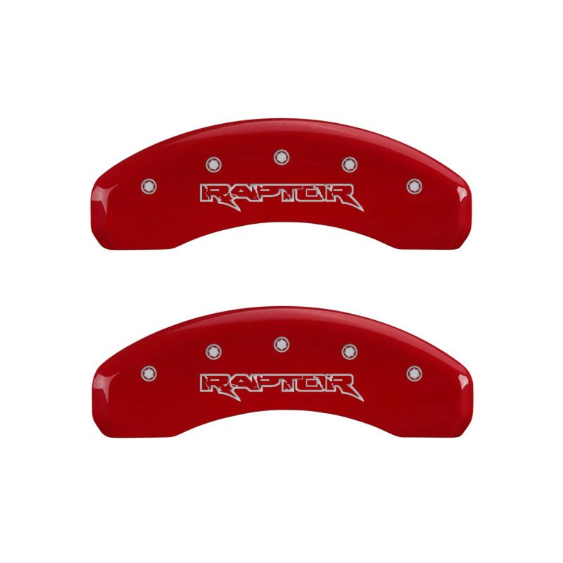 MGP 10219SRPTRD - MGP10219SRPTRD - MGP 4 Caliper Covers Engraved Front & Rear Raptor Red finish silver ch - Shipped in Europe - Tuningsupply.com