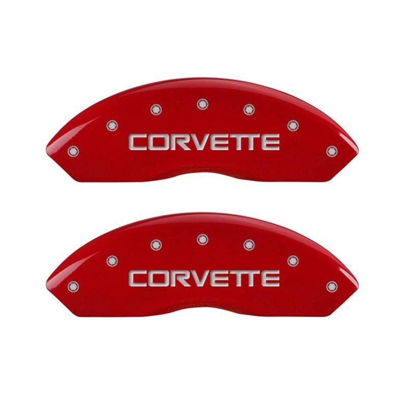 MGP 13013SCV4RD - MGP13013SCV4RD - MGP 4 Caliper Covers Gloss Red Engraved with Corvette C4 (Full Kit 4 Pieces) - Shipped in Europe - Tuningsupply.com