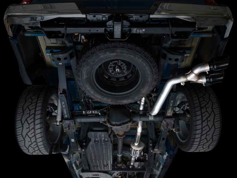 AWE Tuning 3015-33145 - AWE3015-33145 - AWE 21-25 Ford F150 (14th Gen Reg Cab) Cat-Back Exhaust - 4.5in Dual Side Exit Diamond Black Tips - Shipped in Europe - Tuningsupply.com