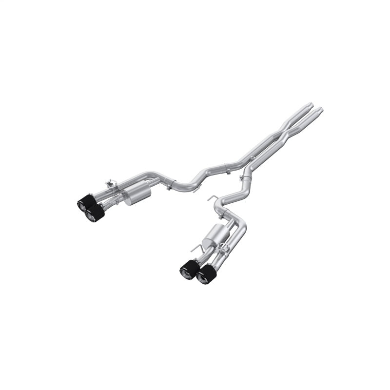 MBRP S72843CF - MBRPS72843CF - MBRP 2024 Ford Mustang Dark Horse 3in Dual Split Rear Exit Exhaust w/ Quad CF Tips - T304 - Shipped in Europe - Tuningsupply.com
