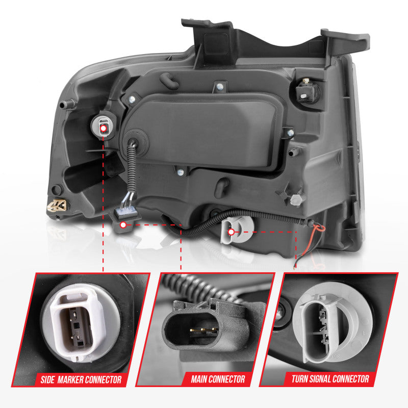 ANZO 111114 - ANZ111114 - ANZO 2007-2014 Ford Expedition Projector Headlights Chrome - Shipped in Europe - Tuningsupply.com