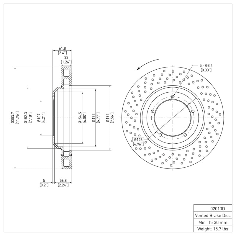 DFC 620-02013D - DFC620-02013D - DFC 82-89 Porsche 911 Left Front Drilled Brake Rotor - Shipped in Europe - Tuningsupply.com