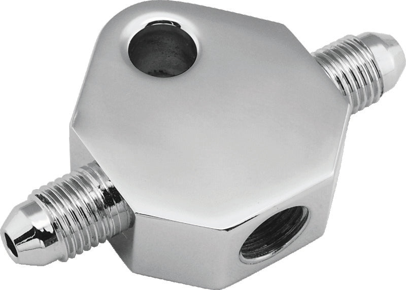Bikers Choice 498410 - BKC498410 - Bikers Choice Chrome Brake Tee 1/8 NPT Center Hole Male AN-3 Side Holes - Shipped in Europe - Tuningsupply.com
