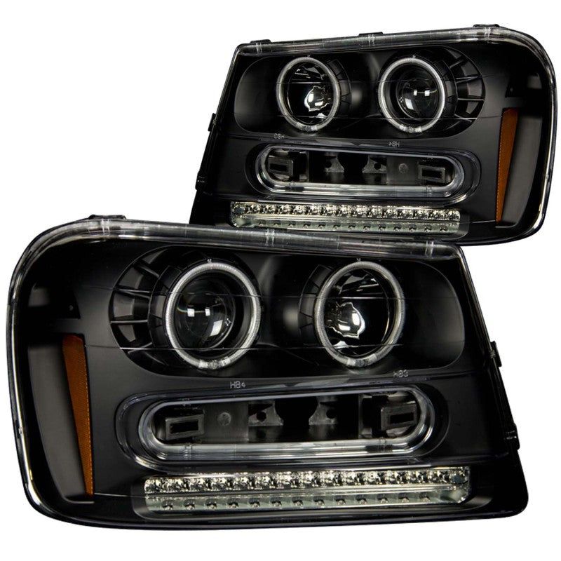 ANZO 111127 - ANZ111127 - ANZO 2002-2009 Chevrolet Trailblazer Projector Headlights w/ Halo Black - Shipped in Europe - Tuningsupply.com