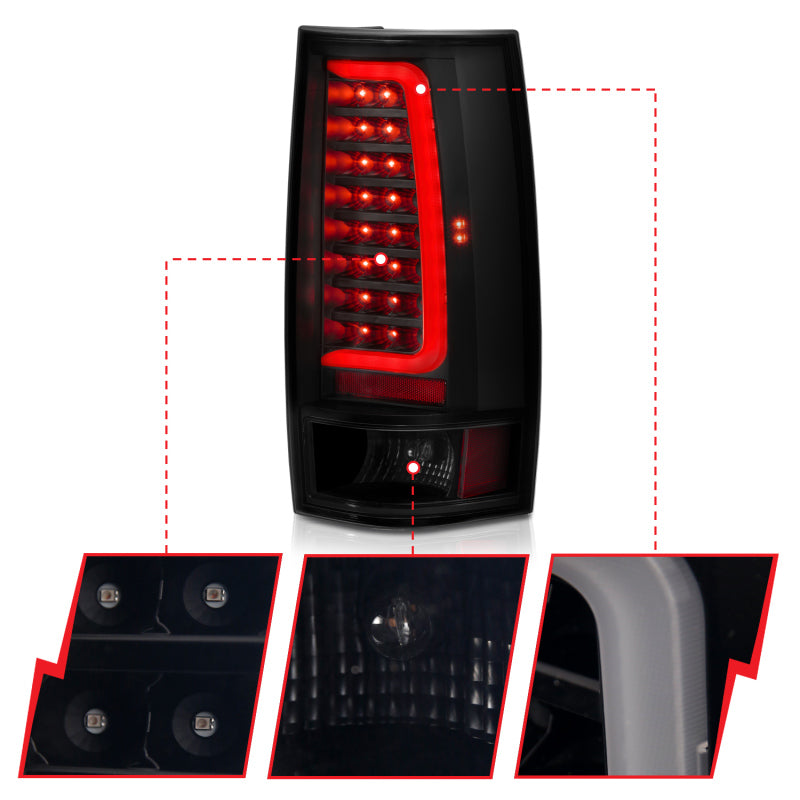 ANZO 311322 - ANZ311322 - ANZO 2007-2014 Chevy Tahoe LED Taillight Plank Style Black w/Smoke Lens - Shipped in Europe - Tuningsupply.com