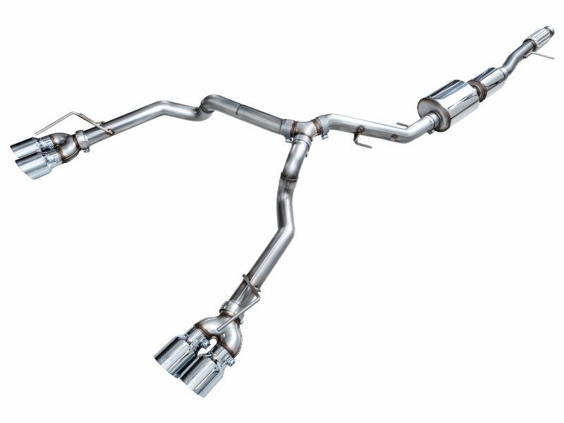 AWE Tuning 3015-42006 - AWE3015-42006 - AWE Tuning 2021+ GMC Tahoe/Yukon 5.3L 0FG Split Rear Exit Catback Exhaust - Quad Chrome Silver Tips - Shipped in Europe - Tuningsupply.com