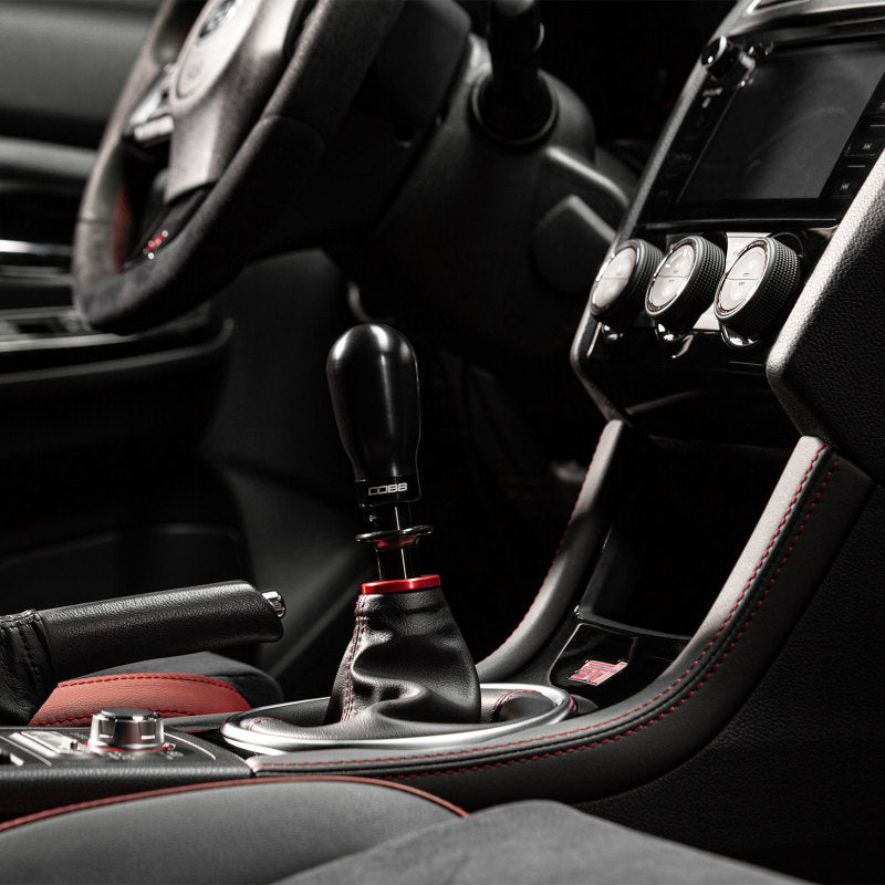 COBB 213370-BK - COBB213370-BK - Cobb Subaru 6-Speed Tall Weighted COBB Shift Knob - Black (Incl. Both Red + Blk Collars) - Shipped in Europe - Tuningsupply.com