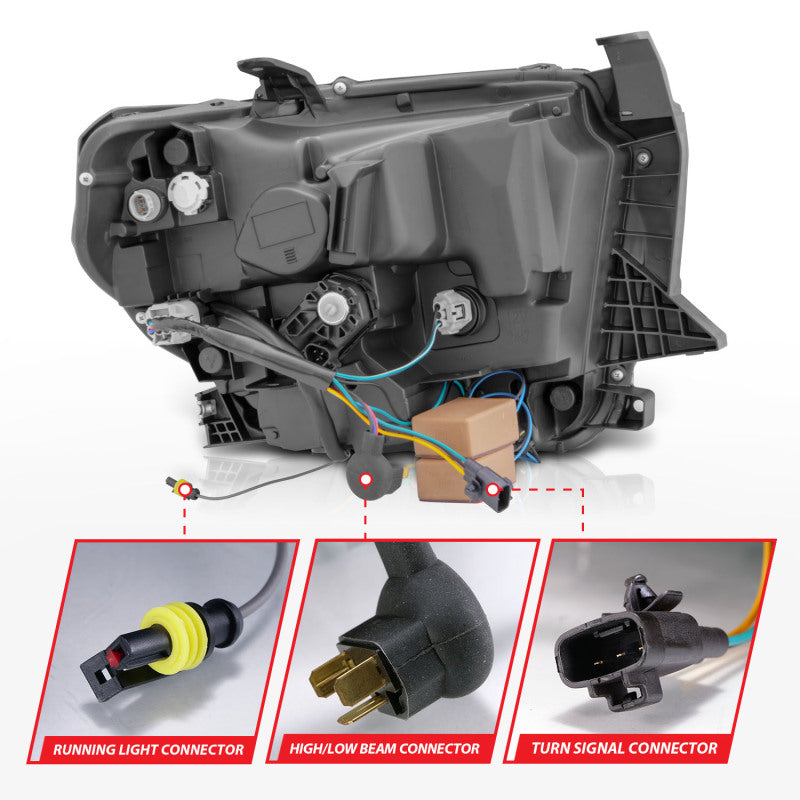 ANZO 111531 - ANZ111531 - ANZO 2014-2017 Toyota Tundra LED Crystal Headlights w/ Switchback Black Housing w/ DRL - Shipped in Europe - Tuningsupply.com