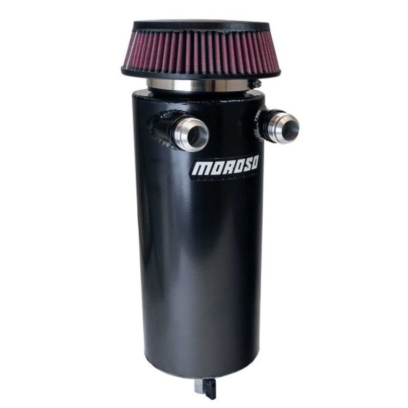 Moroso 85757 - MOR85757 - Moroso 6in Diameter Dual -16AN Inlet Aluminum Breather Tank Catch Can - Black - Shipped in Europe - Tuningsupply.com