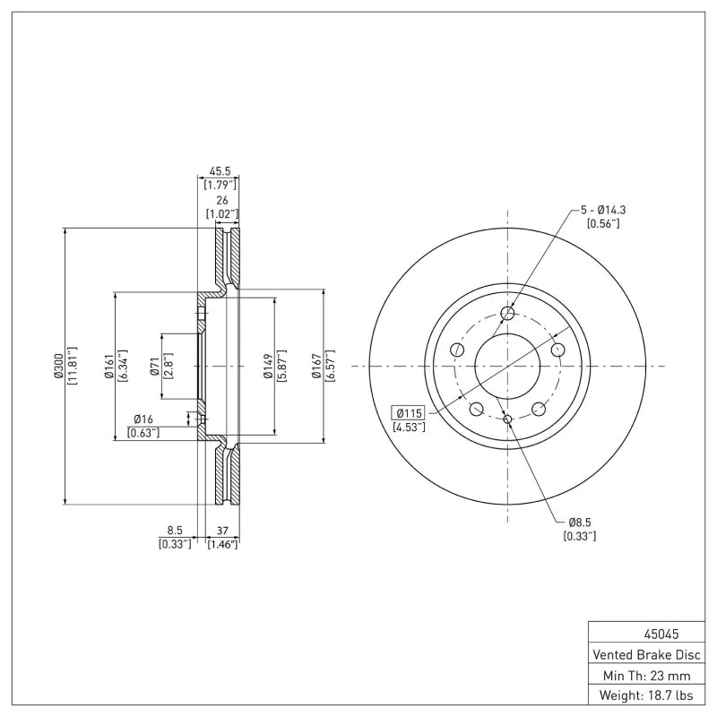 R1 Concepts ERE-45045 - RNCERE-45045 - R1 2011-2025 Buick Encore GX Front Brake Rotor - Shipped in Europe - Tuningsupply.com