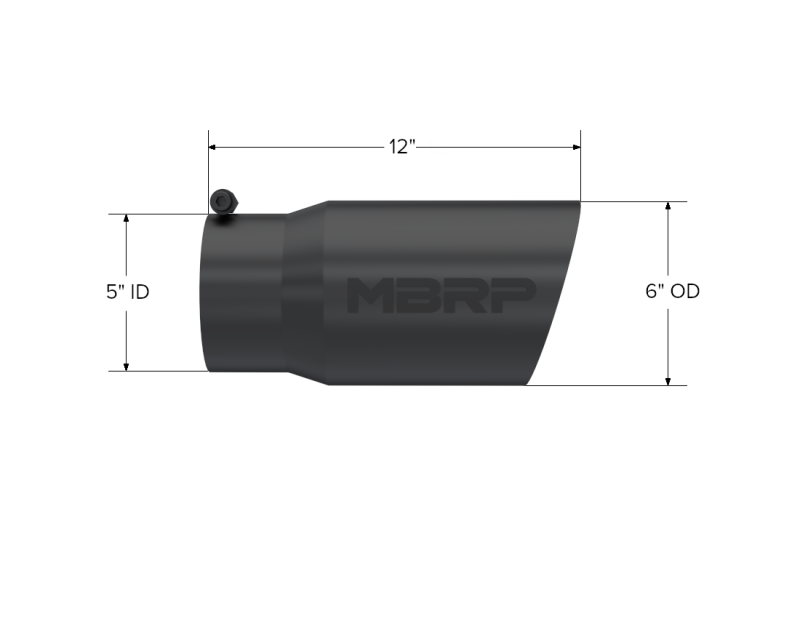 MBRP PT5074BLK - MBRPT5074BLK - MBRP Universal Tip 6 O.D. Dual Wall Angled 5 inlet 12 length - Black Finish - Shipped in Europe - Tuningsupply.com