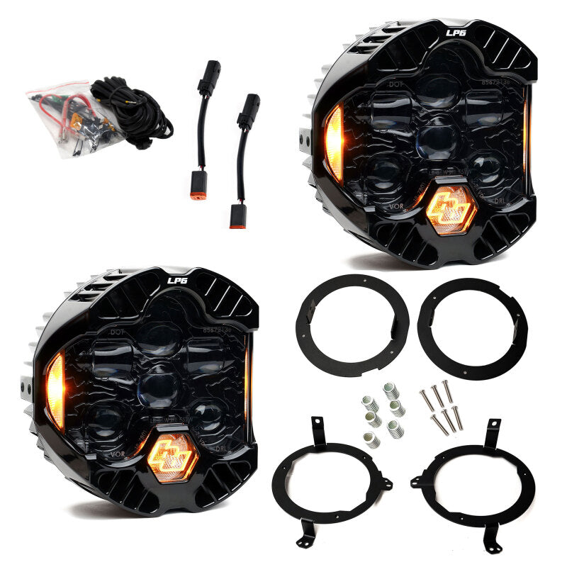 Baja Designs 448312 - BAJ448312 - Baja Designs 18-25 Jeep Wrangler JL/20-25 Gladiator JT (w/Halogen) DOT LP6 LED Headlight Kit - Amber - Shipped in Europe - Tuningsupply.com